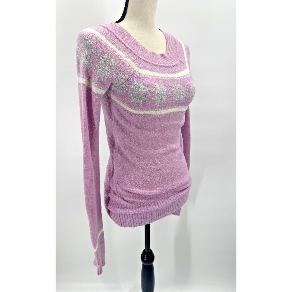 VTG 90s Y2K Rue21 Nordic Knit Sweater Small Whimsical Winter Fair Isle Snowflake